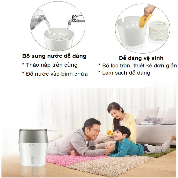 Máy tạo độ ẩm NanoCloud thương hiệu cao cấp Philips HU4803/00 - Hàng Nhập Khẩu