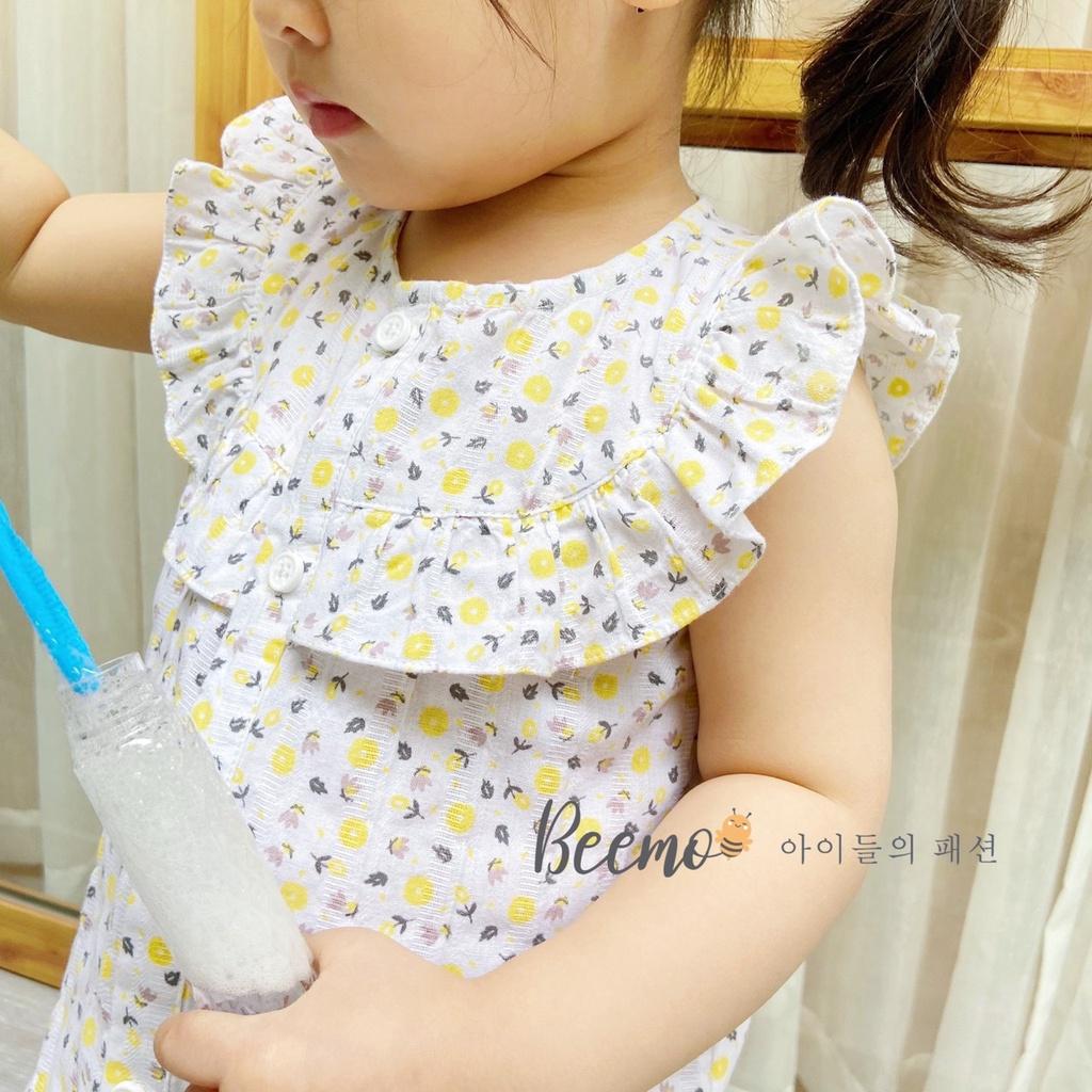 Bộ thô hoa nhí yếm bèo cho bé gái Mimo baby QA15