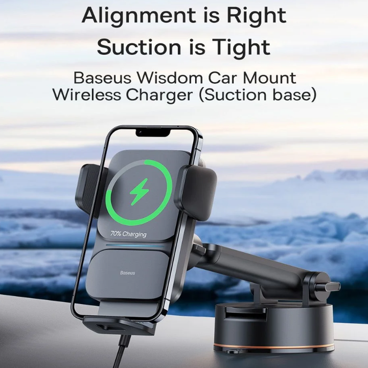 Giá đỡ điện thoại kiêm sạc không dây cao cấp Baseus gắn taplo, kính lái ô tô - Hàng Nhập Khẩu
