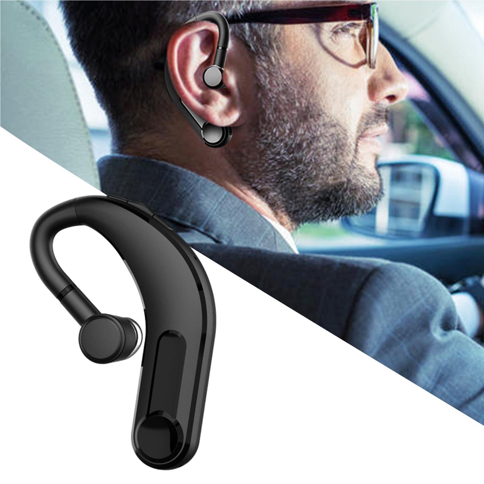 Bluetooth Wireless Single Ear Earpiece Business Trucker Driving Music Black