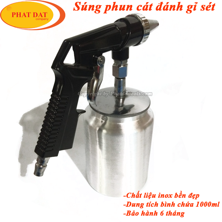 Súng Phun Cát Có Bình Chứa inox 1000ml - Súng Phun Cát Cầm  Tay