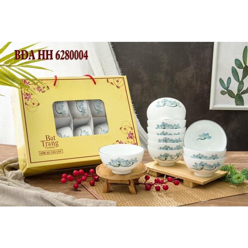Bộ 10 bát cơm men trắng- kem. Gốm sứ Bát Tràng.