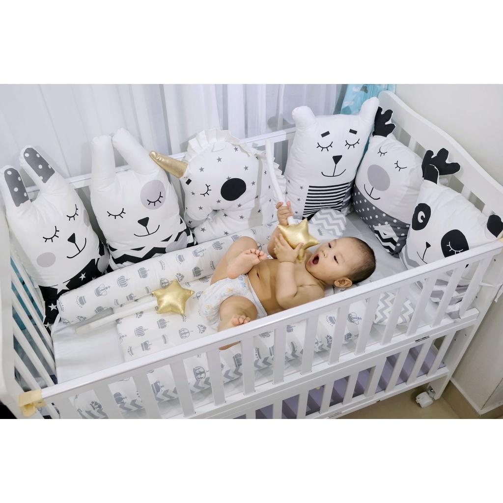 Quây cũi vải hình con thú cho bé RUNA KIDS - Chất liệu Cotton cao cấp, giúp hạn chế va đập, bảo vệ an toàn cho bé