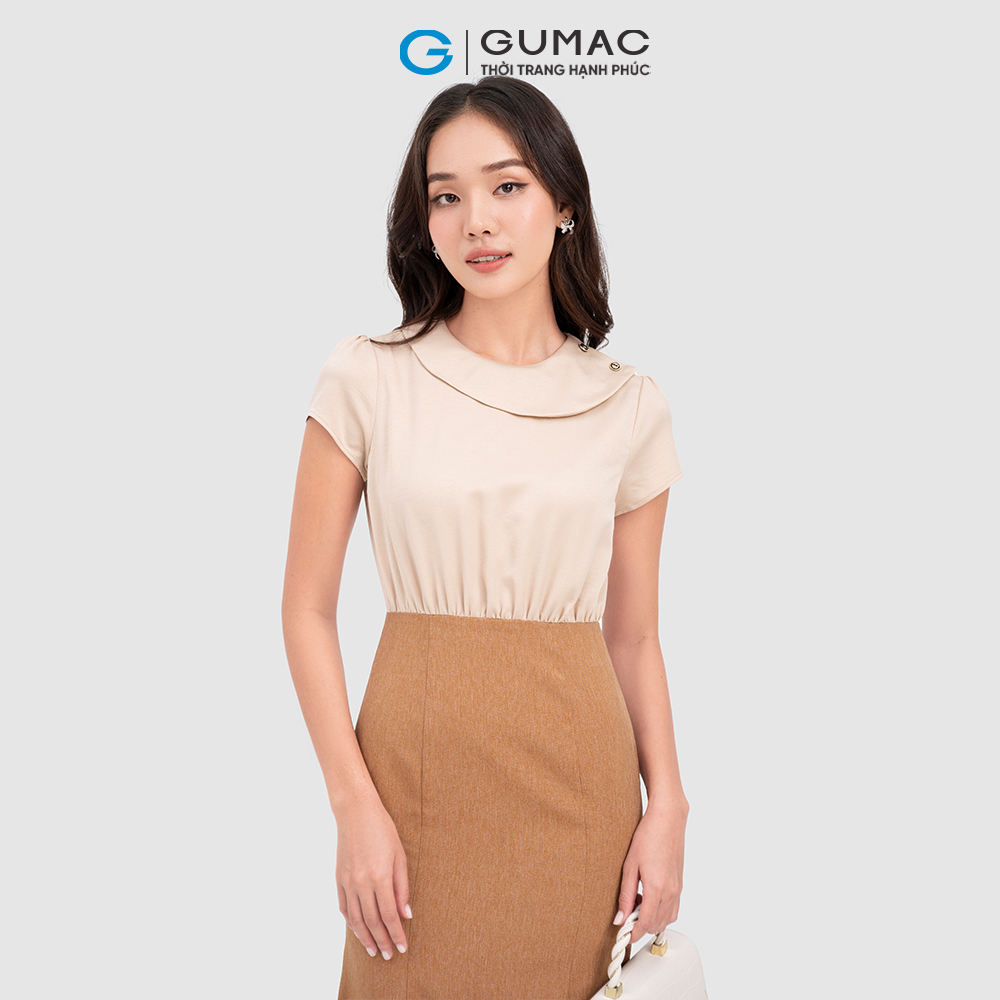 Đầm đuôi cá GUMAC DC11070 phối lụa phong cách