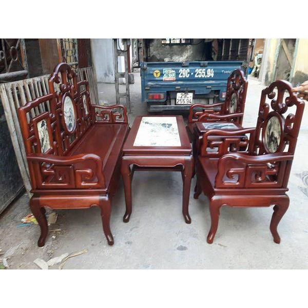 Bộ Bàn Ghế Guột Móc Mỏ Khảm Đá Gỗ Gụ