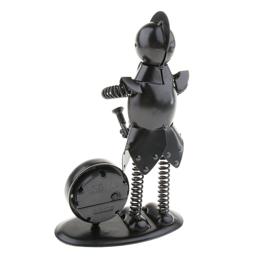 Metal Art Trumpet Player Figure Table Clock Home Table Ornaments Display