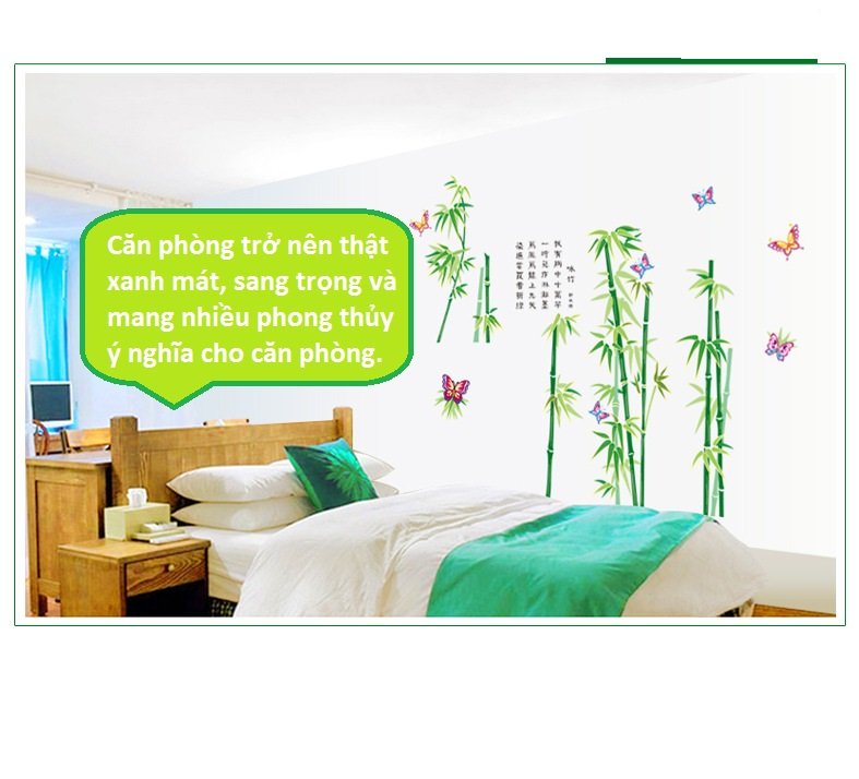 Decal dán tường cây trúc xanh phong thủy