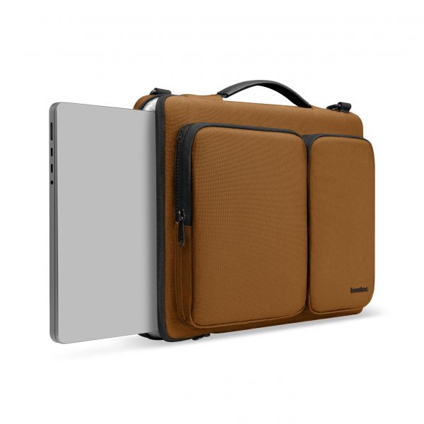 TÚI ĐEO TOMTOC (USA) VERSATILE 360* SHOULDER BAGS  CHO MACBOOK 13″14″, ULTRABOOK 13″ BROWN - HÀNG CHÍNH HÃNG