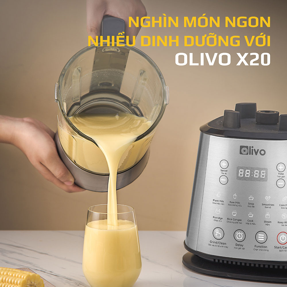 [CHÍNH HÃNG] Máy Làm Sữa Hạt OLIVO X20 - Chống Tràn - Xay Mịn Không Cần Lọc - Máy Xay Nấu Đa Năng - Thương Hiệu Mỹ