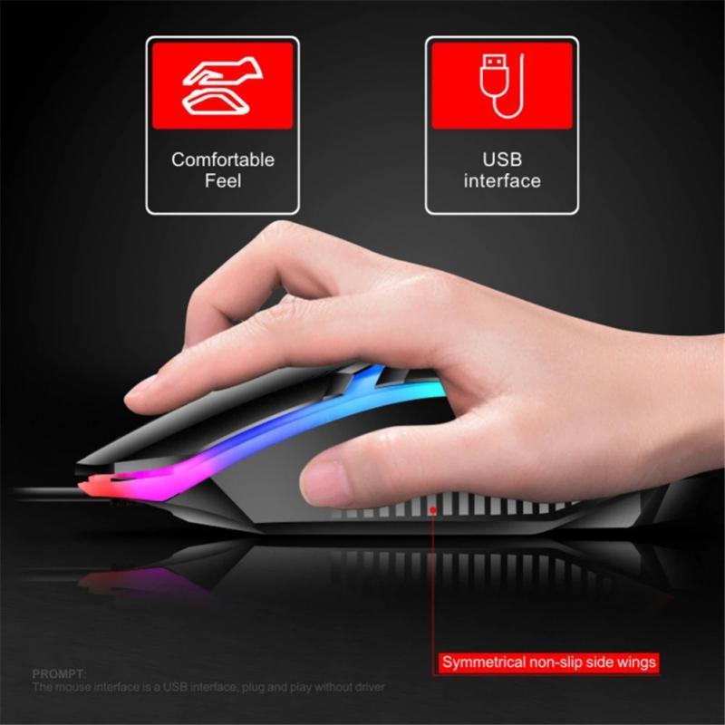 USB Có Dây Chuột Cầu Vồng Đèn Nền LED 104 Phím 1000 DPI Bàn Phím Cơ Chơi Game Chuột Cho Laptop máy Tính