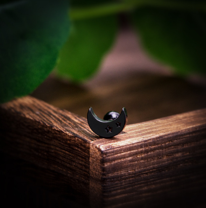 Bông Tai Nam Nữ Unisex Hình Mặt Trăng Titan Ko Han Rỉ TT 4022 – 1 Cặp