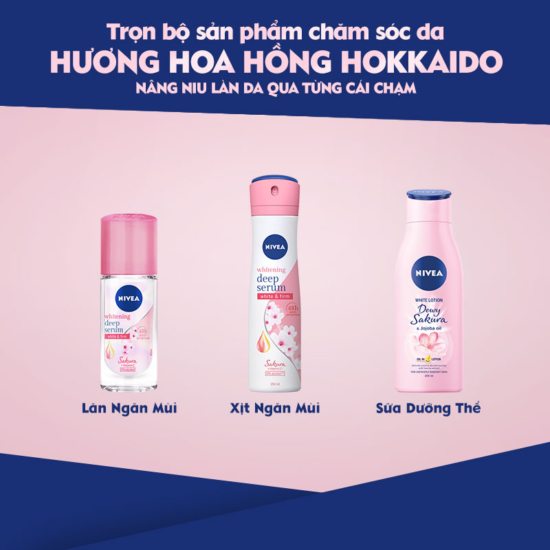 Lăn Ngăn Mùi Nivea Serum Trắng Mịn Hương Hoa Sakura (40ml) 85306