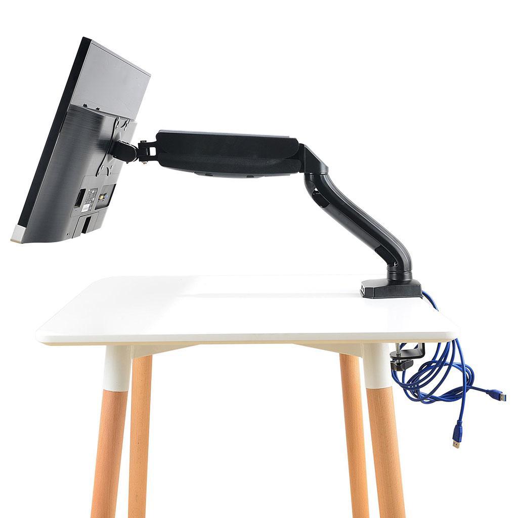 Single LCD Monitor Desk Mount Bracket Holder Fits Screens up to 27" Black