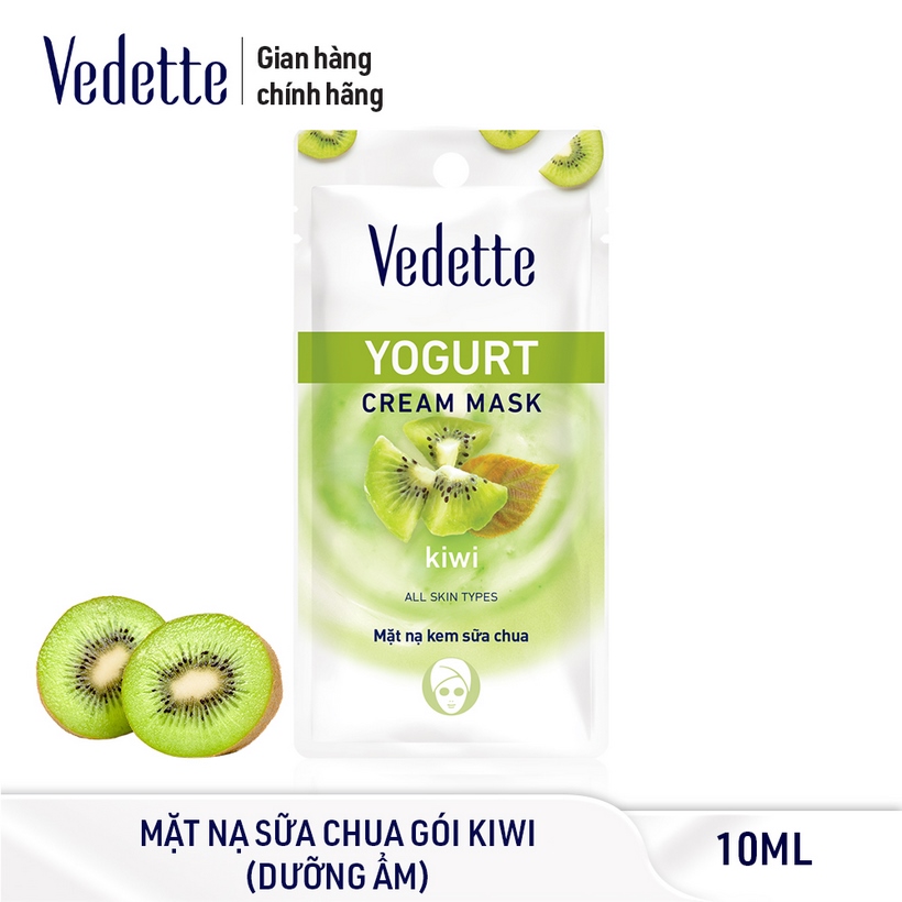 Combo 6 Mặt Nạ Kem Sữa Chua Dưỡng Ẩm Sâu Vedette Kiwi (Sáng Da) - Gói 10ml