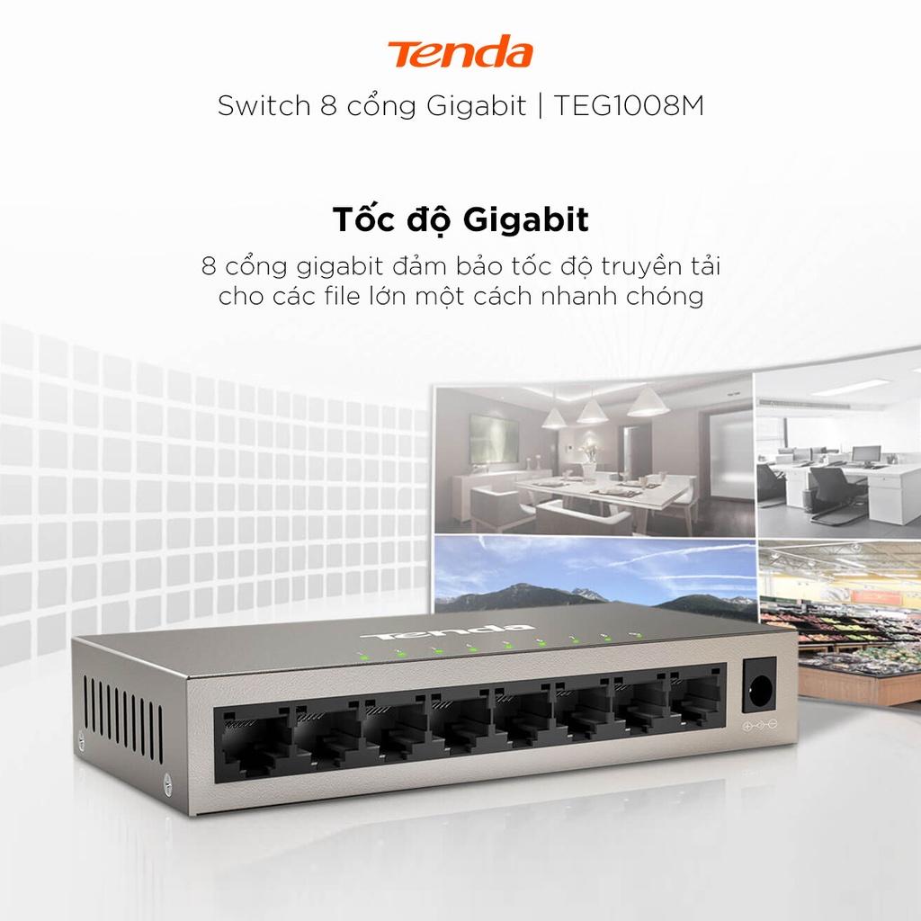 Bộ chia mạng Switch Tenda TEG1008M 8 cổng Ethernet 1000Mbps - HÀNG CHÍNH HÃNG