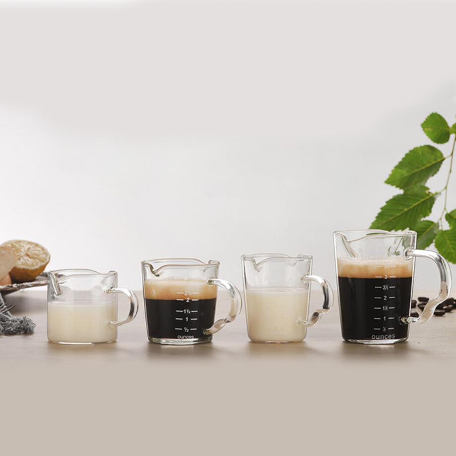 2pcs Espresso Glass Measuring Milk Cup Tea Cafe Drink Shaker Coffee Ounce Mug