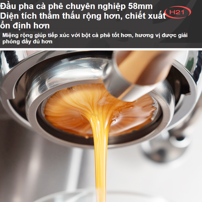 Máy pha cà phê Espresso, Cappuccino, Latte chuyên nghiệp thương hiệu HiBREW H21 - Công suất 3000W - Hàng chính hãng