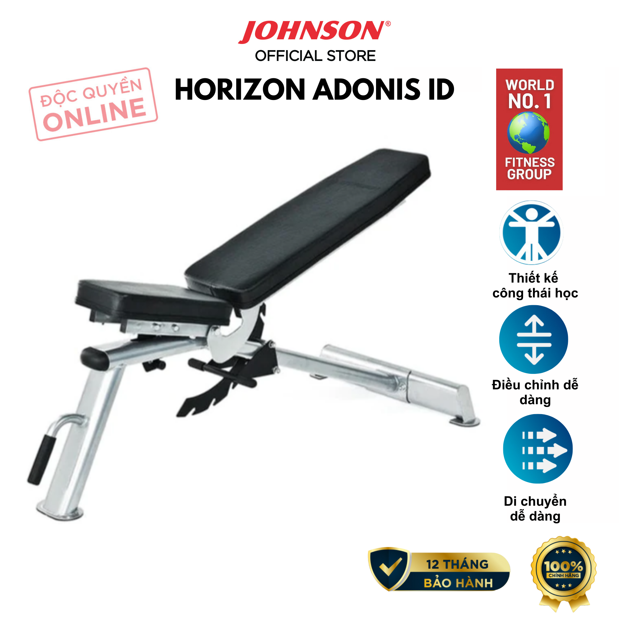 Ghế Tạ Đa Năng Horizon Adonis ID Góc Ngồi Điều Chỉnh 2 Hướng