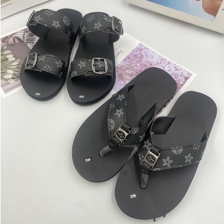 dép cặp nam nữ đế đen quai ngôi sao-sandal đồng nai