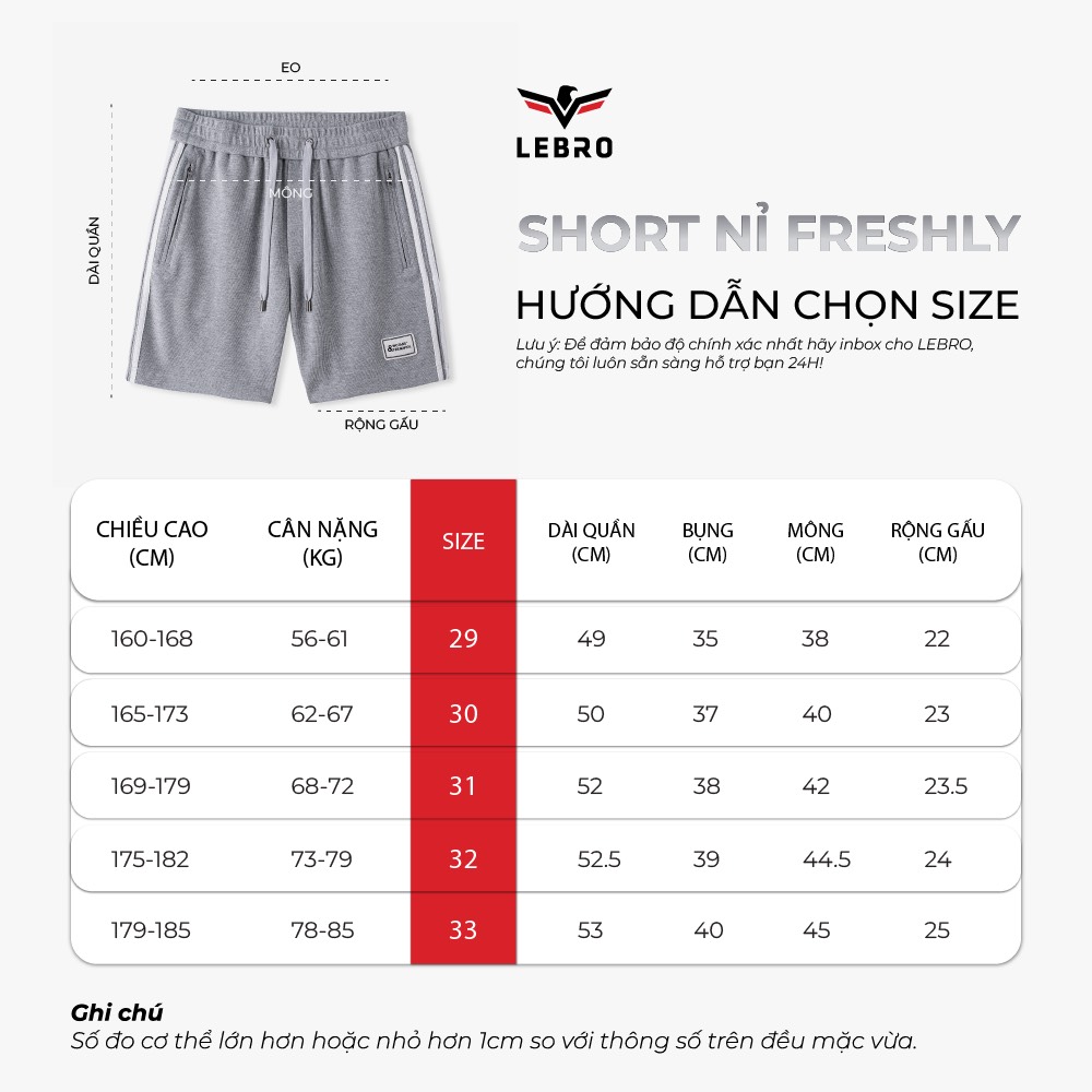 Quần short nam Lebro Freesly , quần đùi nam cao cấp chất liệu thoáng mát , thấm hút tốt , phong cách thể thao trẻ trung