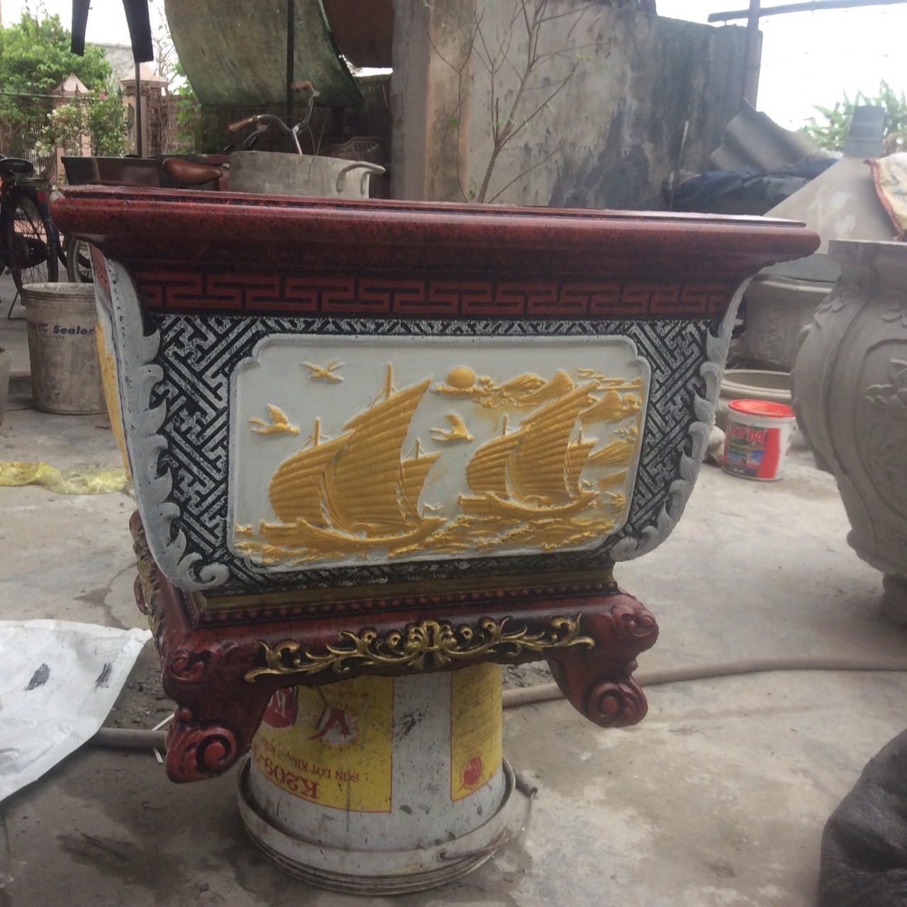 Khuôn Chậu Vuông 60 Chân Liền