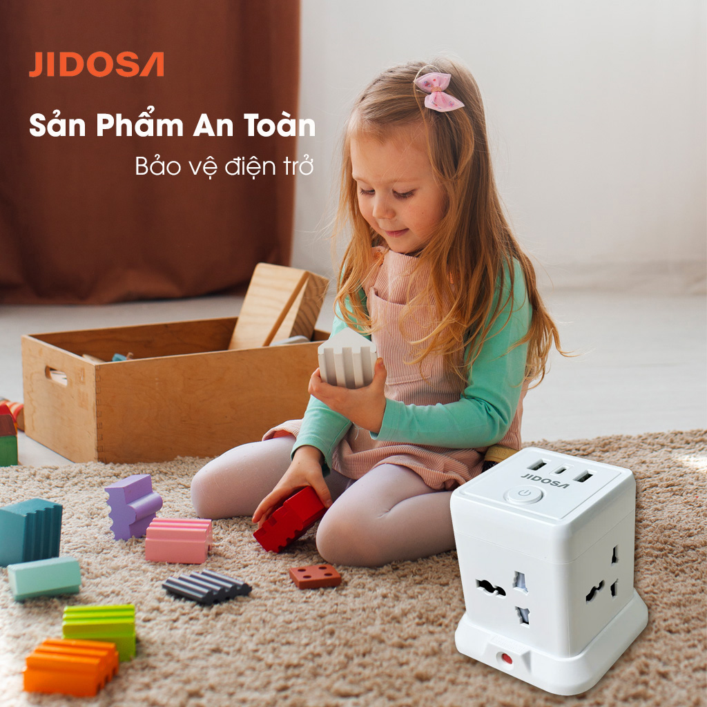 Ổ Cắm Điện JIDOSA Tích Hợp Ổ USB Và Type C Hình Tháp Đa Năng Công suất 3000w Thiết Kế Thông Minh