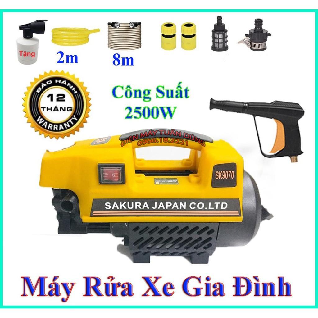 Máy rửa xe Sakura 2500W, 100% dây đồng, có tự hút, tặng kèm bình bọt ...