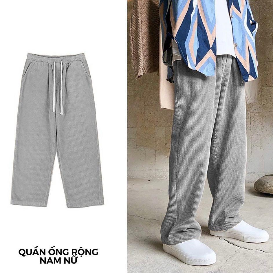 Quần Ống Suông Gọn Nam Nữ Chất Thun Tăm Co Giãn Mềm Mại