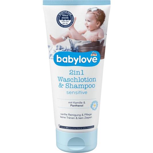 Sữa tắm gội trẻ em Babylove 2in1 cho da nhạy cảm, hương hoa dịu nhẹ không kích ứng, cay mắt - hàng nhập khẩu Đức