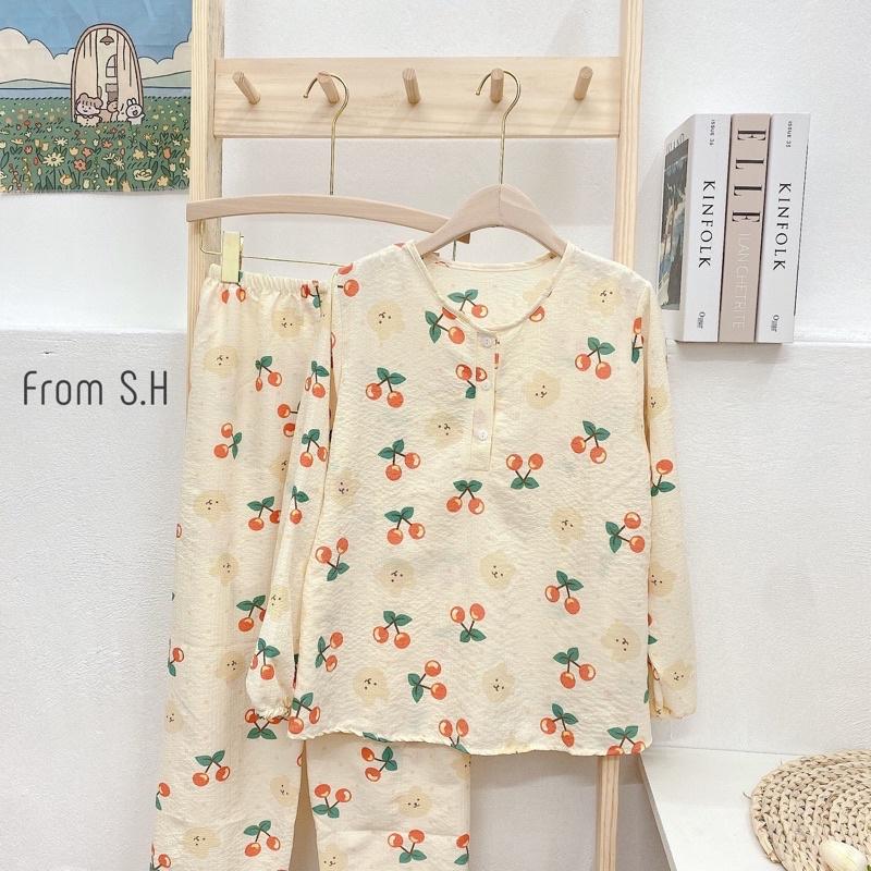 Bộ đồ ngủ nữ dài tay, bộ đồ pizama có thể mặc như bộ đồ bầu hay bộ đồ sau sinh