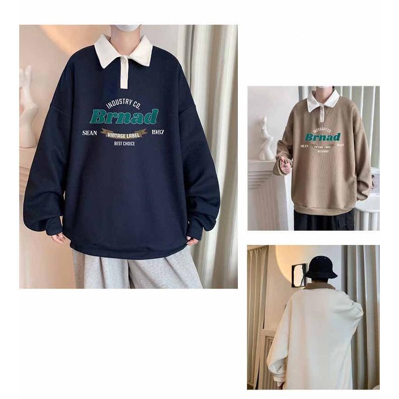 Áo Sweater Polo Nỉ Nam Nữ Unisex Dài Tay Form Rộng Phong Cách Trẻ Trung Thời Trang Xanh Đen Bnrad sweater
