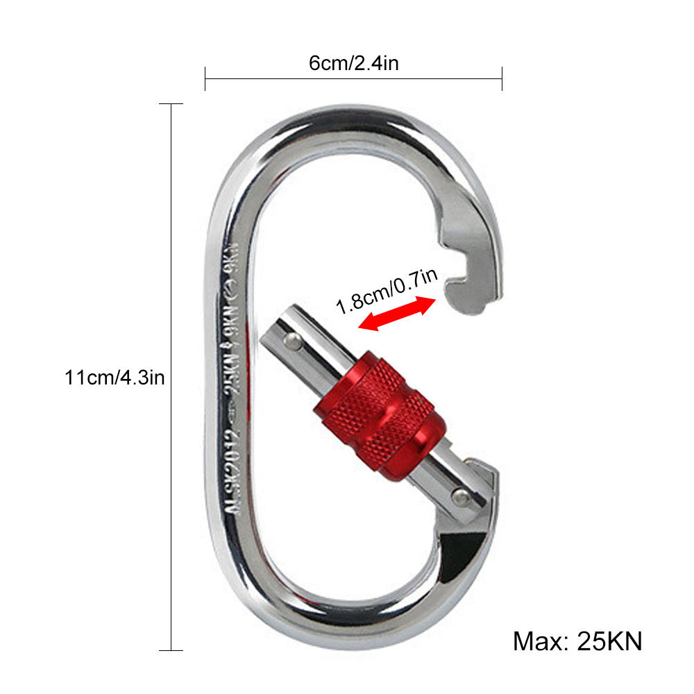 Khóa Carabiner Leo Núi Chịu Lực Nặng 25KN Hình Chữ O Trọng Lượng Nhẹ