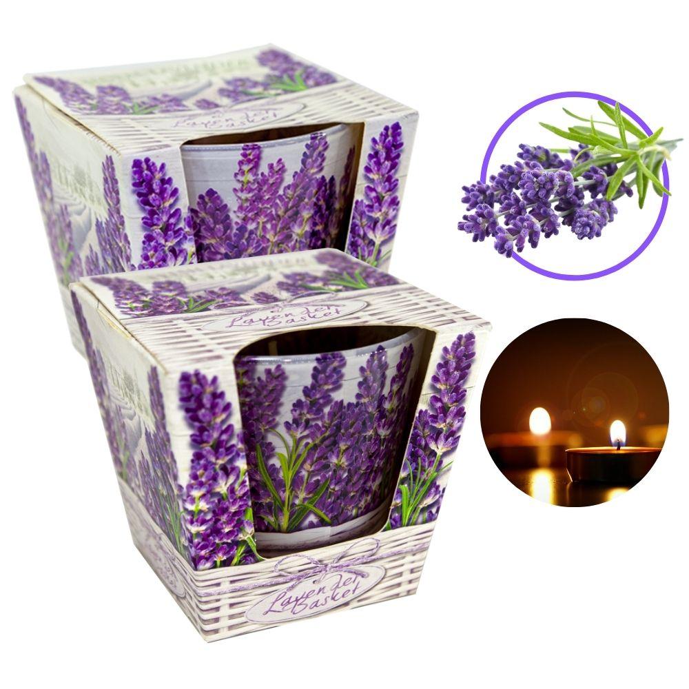 Combo 2 ly nến thơm Bartek nhập khẩu Châu Âu Lavender Basket 115g - hoa oải hương