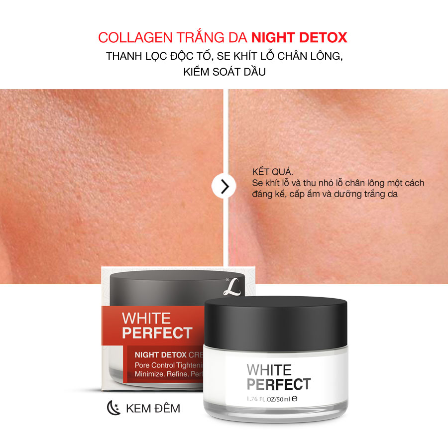 Collagen White Perfect Dưỡng Trắng Thanh Lọc Độc Tố, Se Khít Chân Lông 50ml cho Nam TẶNG Gel Vệ Sinh Vùng Kín Nam 100ml LANGCE