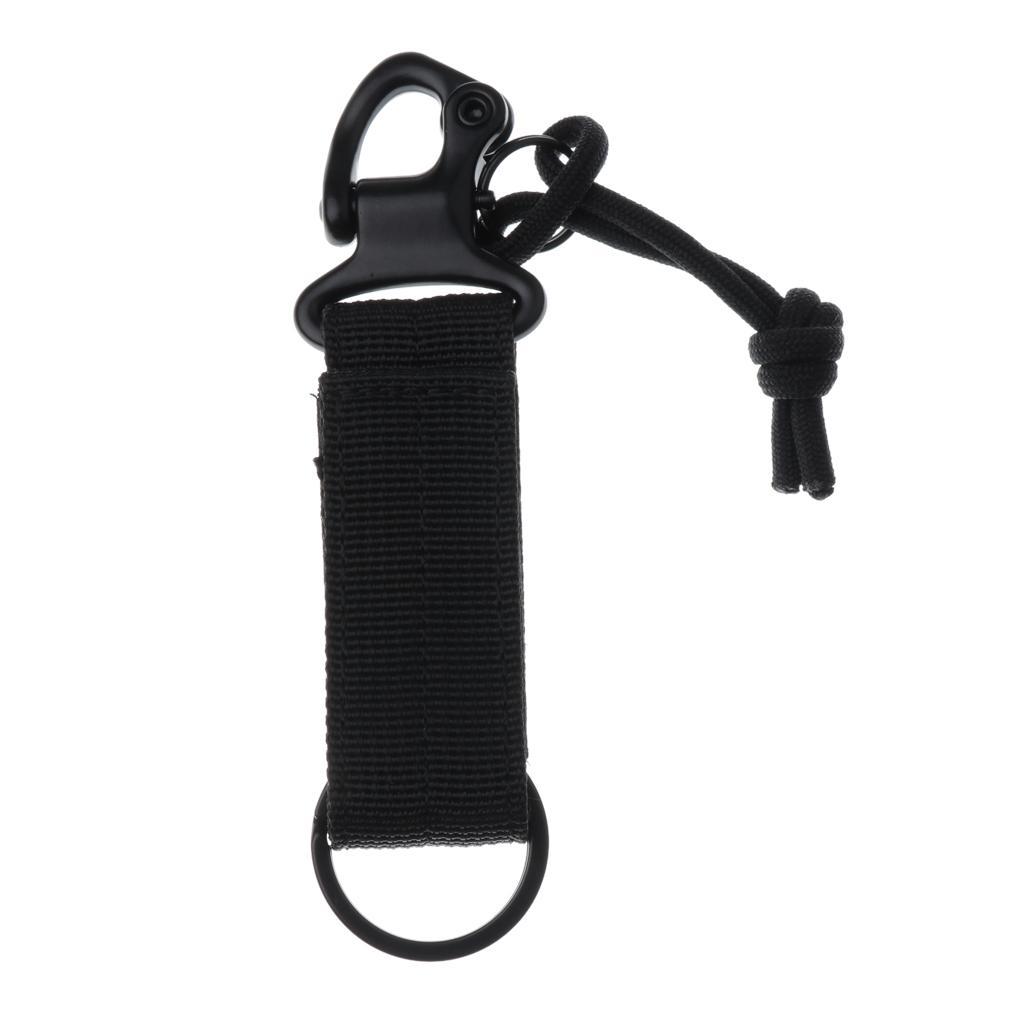 2 Pieces Nylon Multiuse Molle Belt Buckle Belt Carabiner Keychain Hook Black