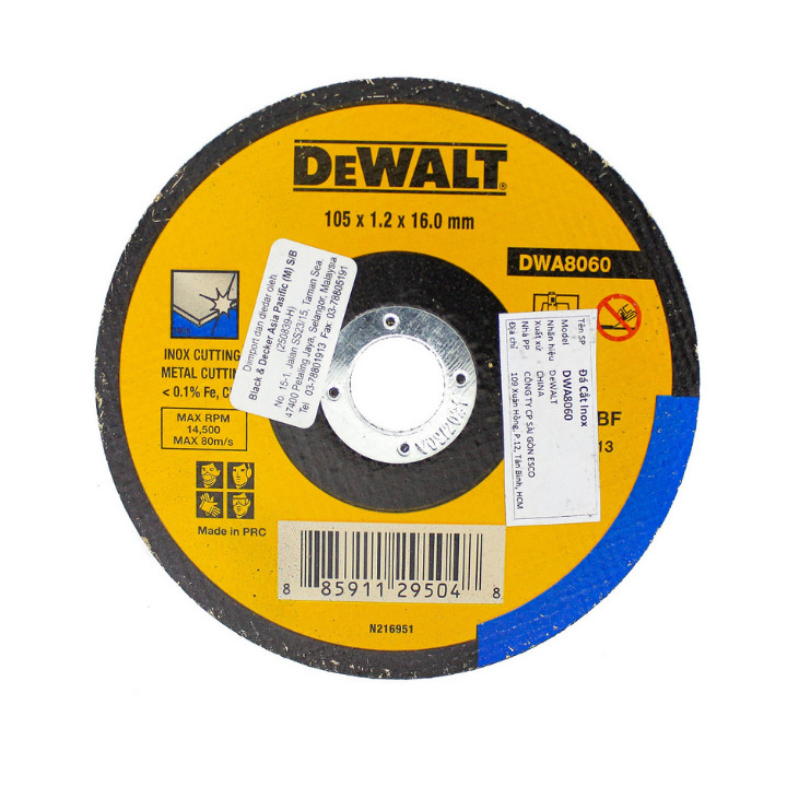 Combo Máy mài cầm tay Dewalt DWE8100T-B1 720W-100mm và Đá cắt inox Dewalt DWA8060-B1 100 x 1.2 x 16mm T1