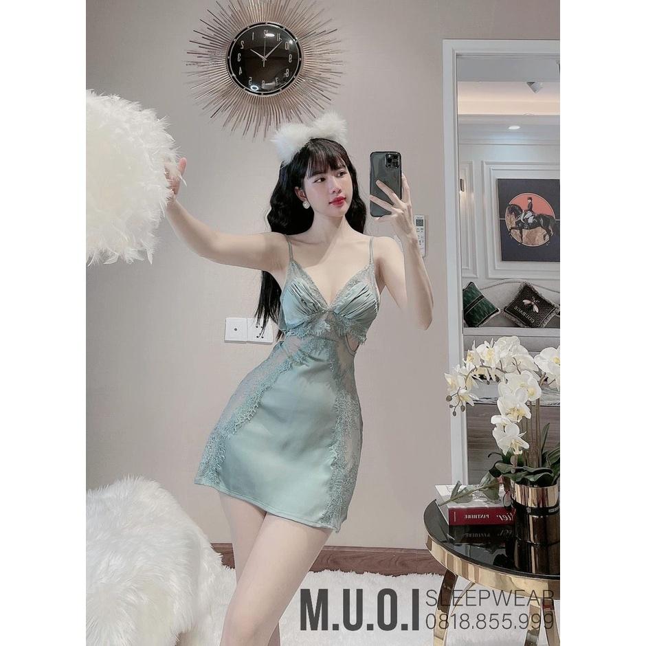Váy ngủ lụa phối ren ngực sexy hot hit 2021 ️️Đầm mặc nhà gợi cảm QUẢNG CHÂU Muối store- sx 50 -( video- ảnh)