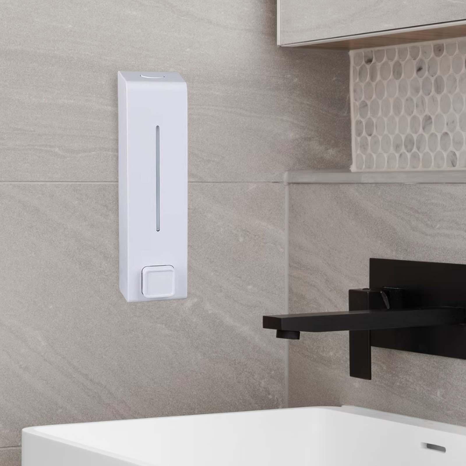 Soap Dispenser Bathroom Wall Mounted Hand Wash Gel Shampoo Toilet Kitchen White