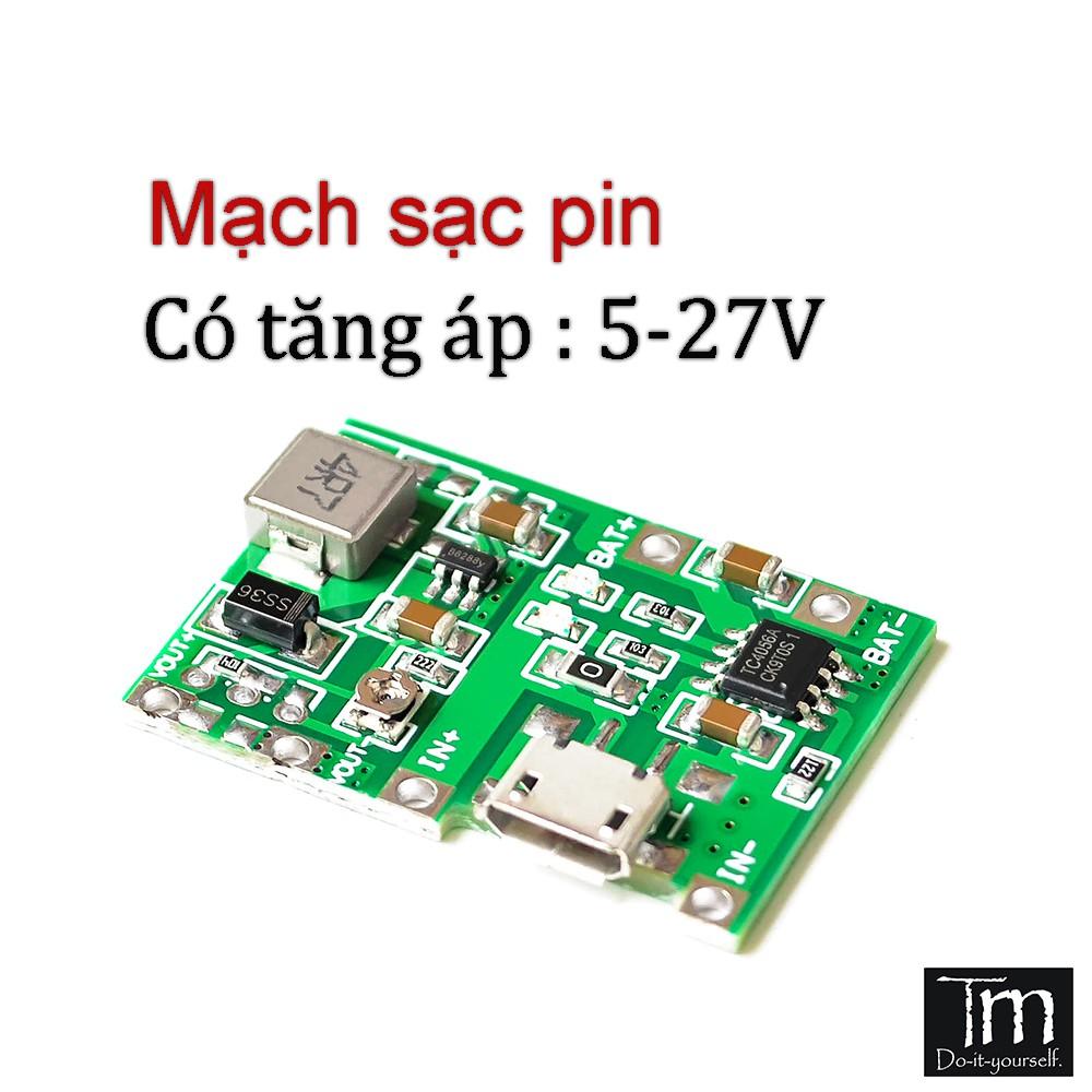 Mạch Sạc Pin 18650 Tích Hợp Tăng Áp 4.3-27VDC