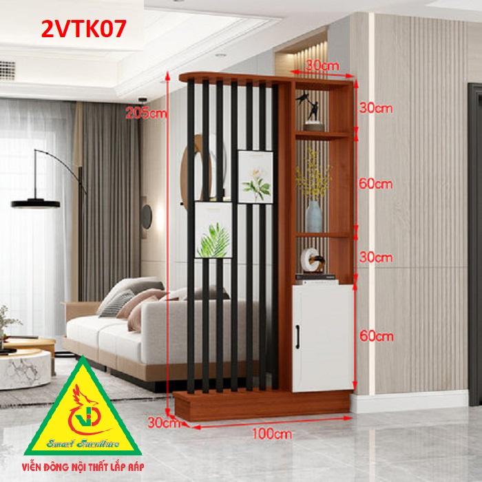 Tủ kệ trang trí kiêm vách ngăn phòng khách , nhà bếp 2VTK07 - Nội thất lắp ráp Viendong Adv