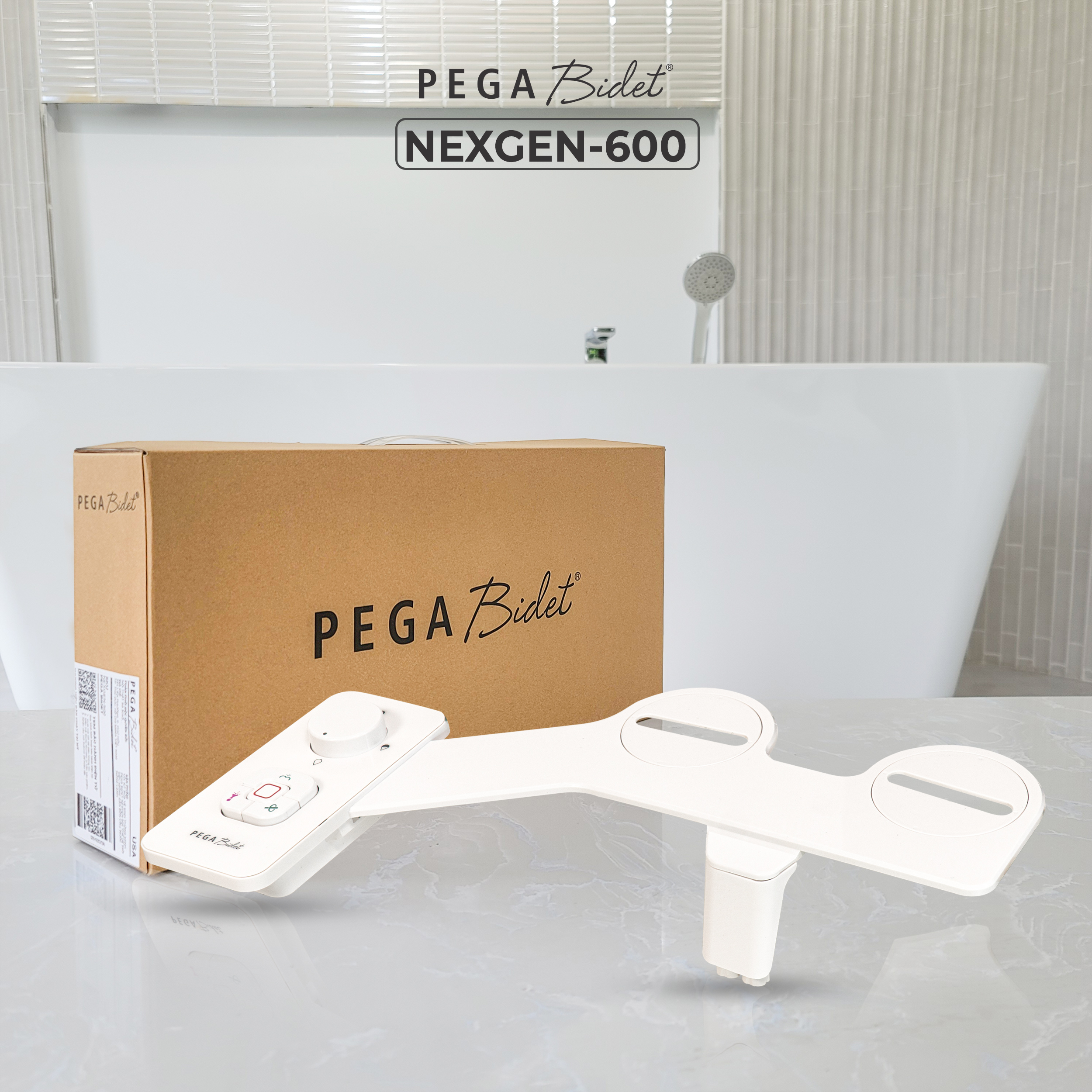 Thiết bị xịt rửa gắn bồn cầu thế hệ mới NEXGEN PEGA Bidet, 2 vòi rửa nam nữ riêng biệt, thương hiệu Mỹ