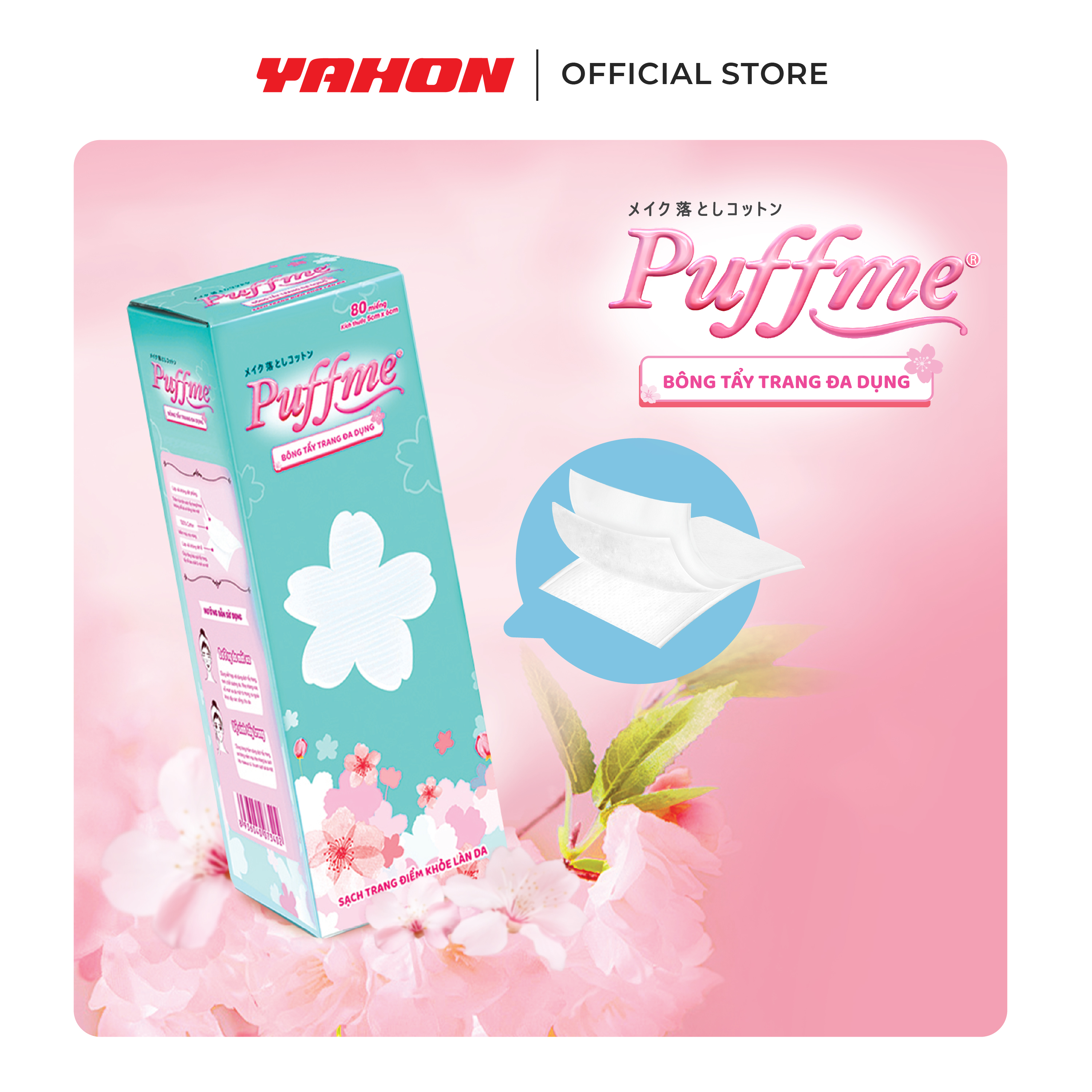 Combo Bông Tẩy Trang Đa Dụng PUFFME 80 Miếng/Hộp