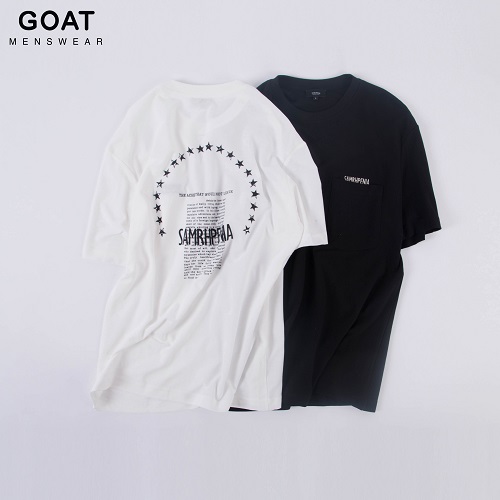 Áo Thun Nam Tay Ngắn In Chữ Phối Túi Trẻ Trung GOAT MENSWEAR
