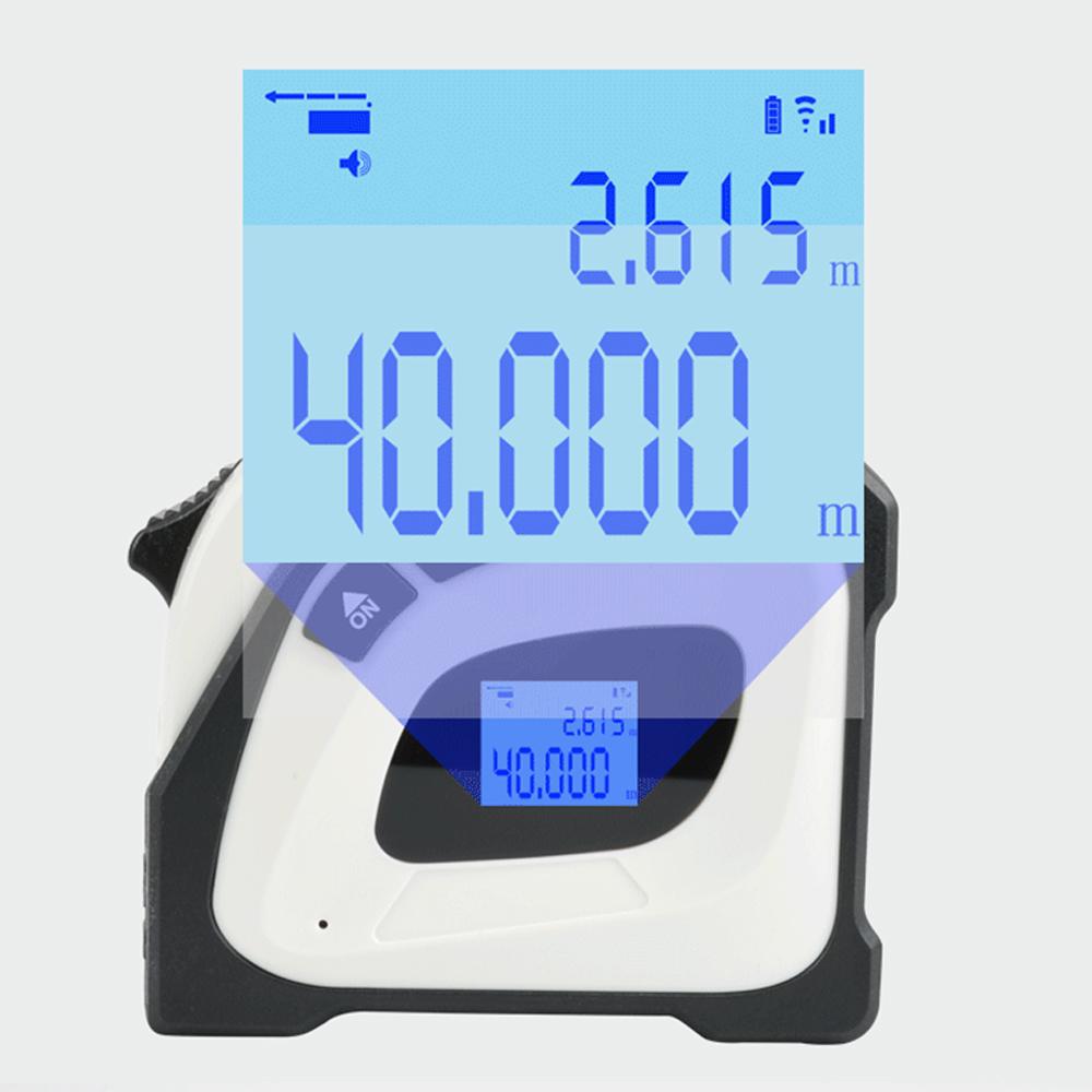 2in1 Laser Rangefinder 5m Tape Measure Ruler LCD Display with Backlight Distance Meter Building Measurement Device Area Volumes Surveying Equipment