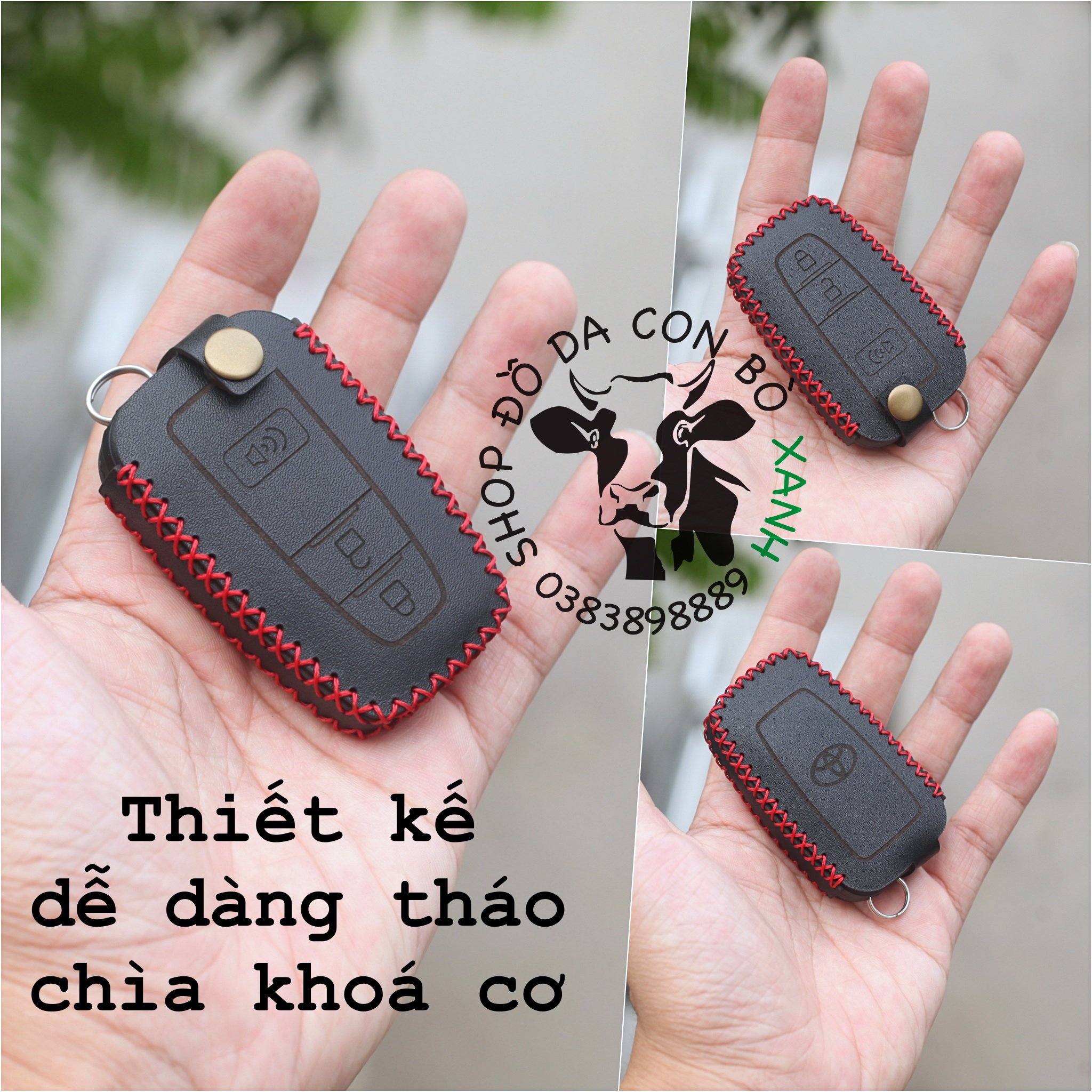 Bao da dành cho chìa khoá Toyota Corolla Cross handmade da thật 010