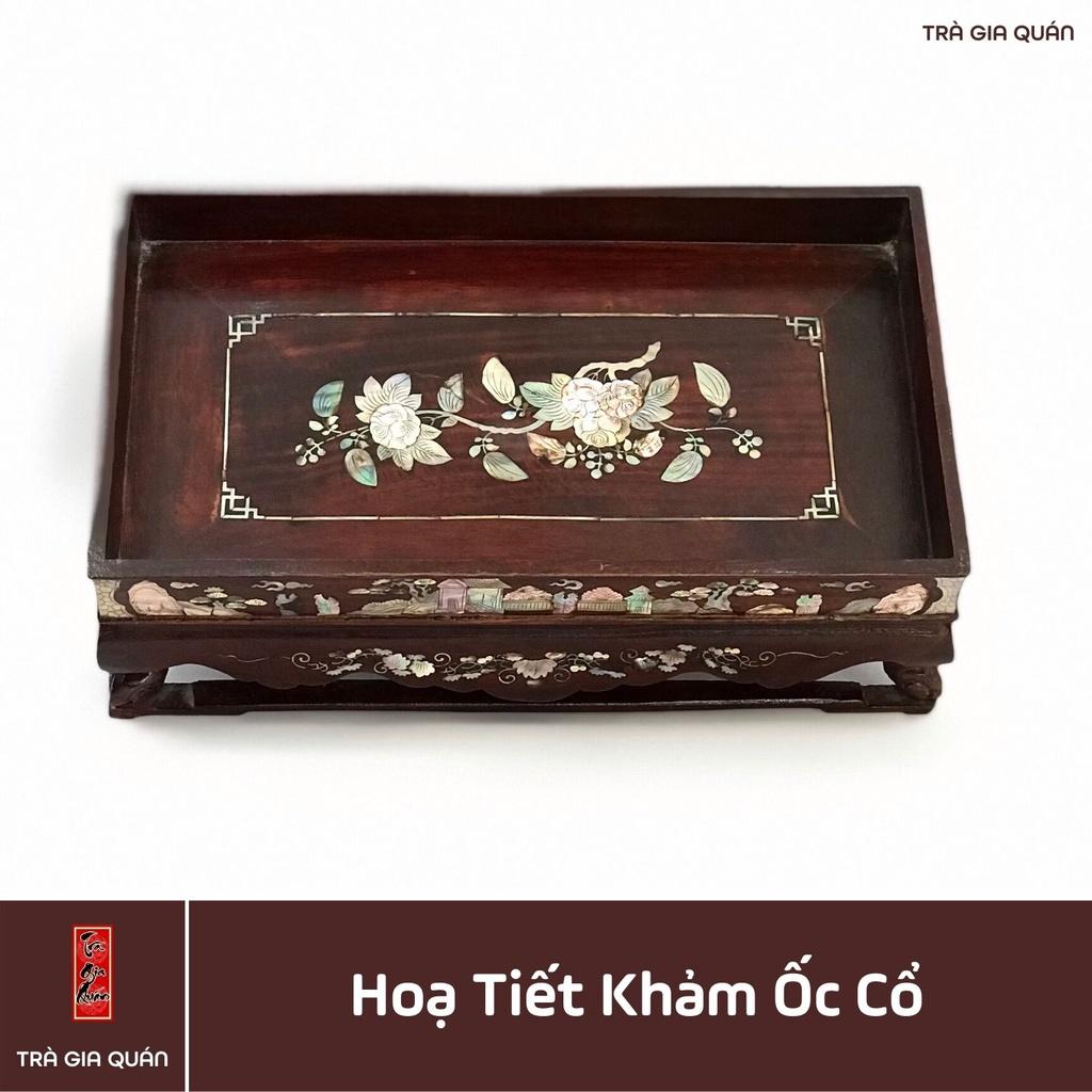 Khay Trà Gỗ Hương Hình Chữ Nhật Kích Thước 35*20*11 cm KT 80