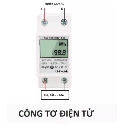 Thiết bị đo công suất ,công tơ điện tử 80A, 4 thông số