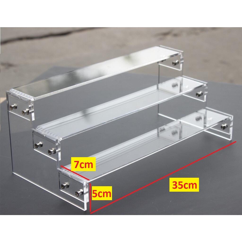 Kệ mica trưng bày sản phẩm, dày 5mm, nhiều tầng, nhiều kích thước, thiết kế theo yêu cầu - 18x7x5cm (DxRxC)