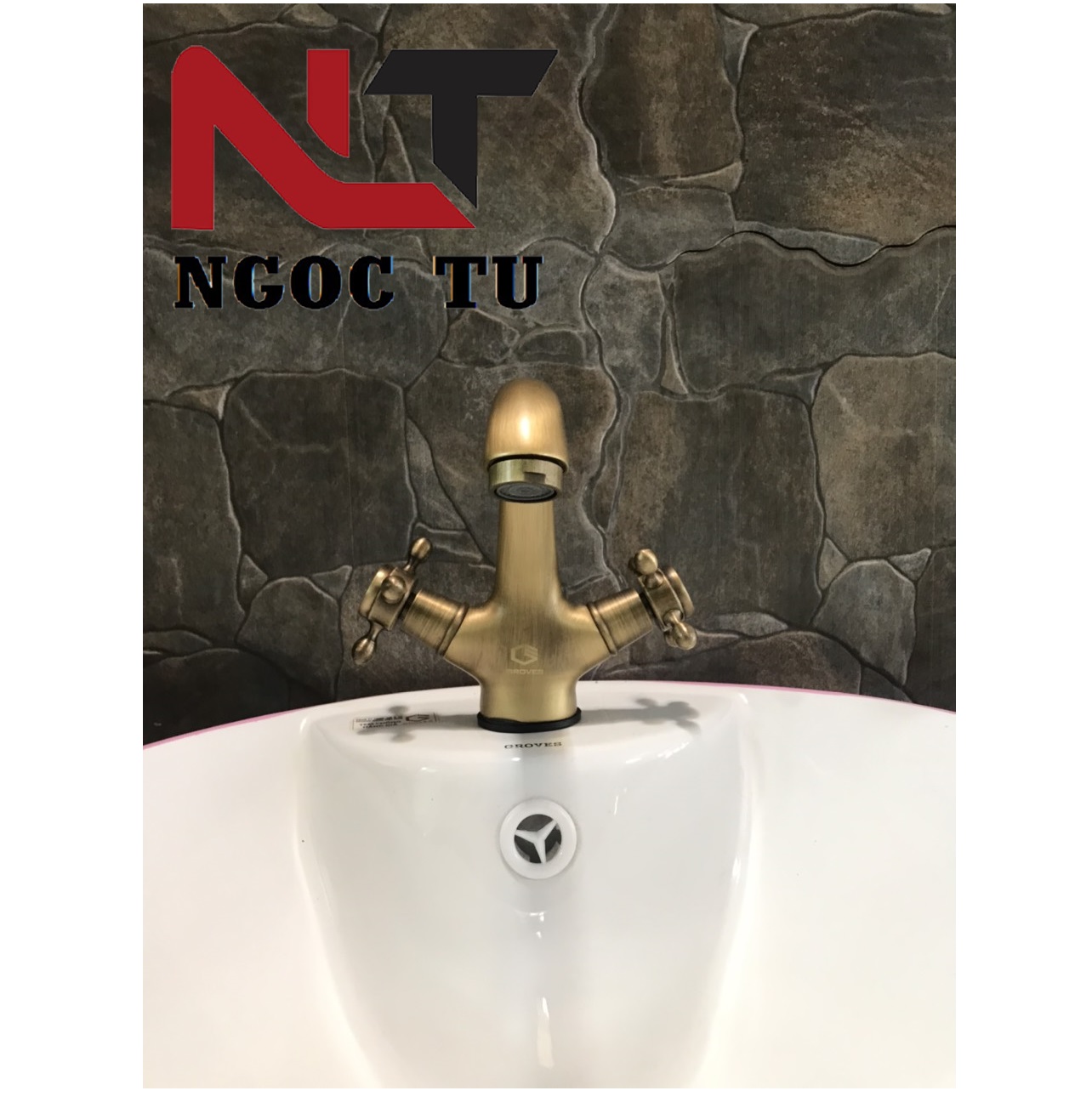 Vòi rửa mặt nóng lạnh đồng cổ hoa đồng tiền tân cổ điển GR 2201B (đẹp, sang trọng lịch sự)