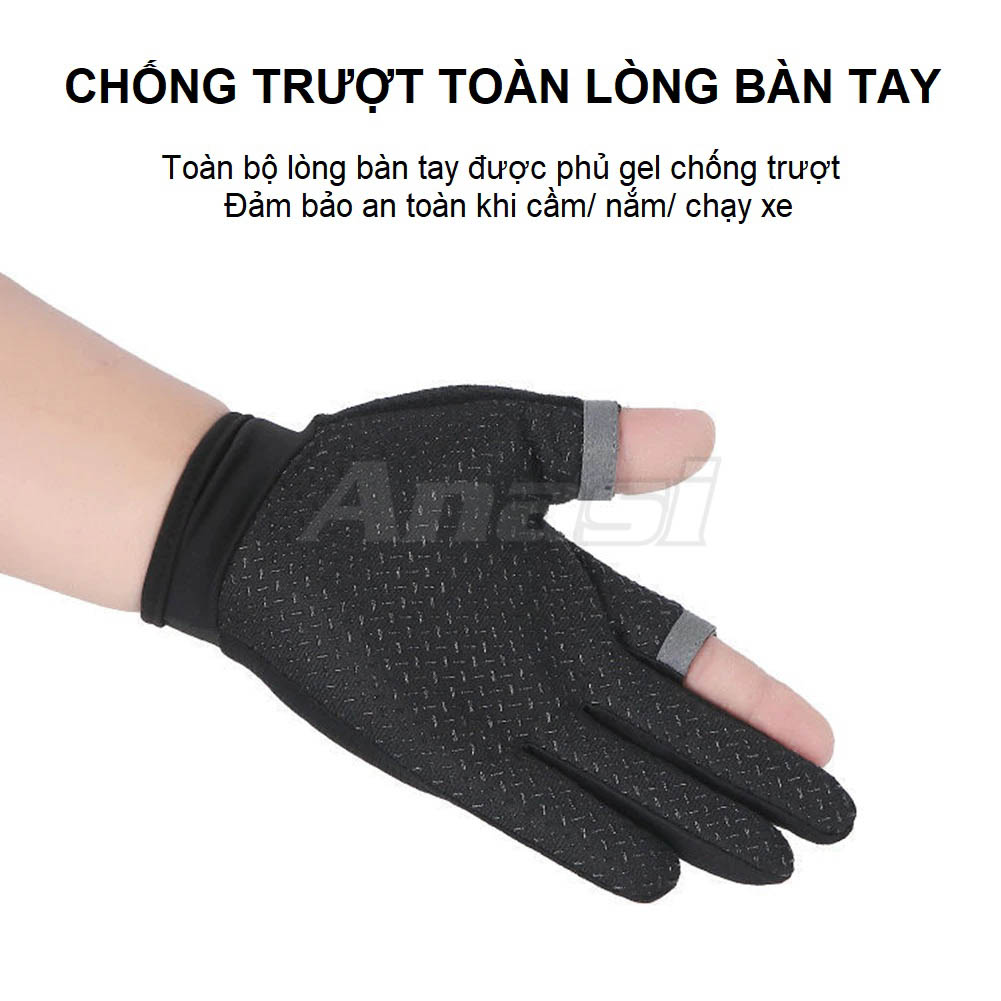 Găng tay chống nắng nam Anasi HW75 cắt 2 ngón - Găng tay chạy xe , tập gym, đi phượt